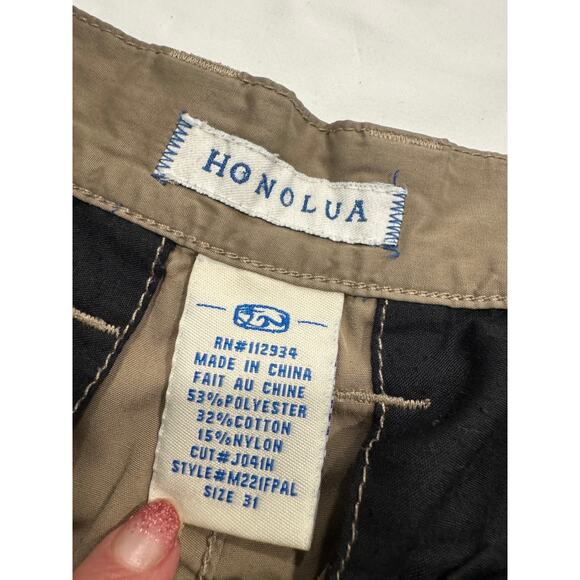 Honolua Men’s Chino Shorts 28 Khaki Flat Front Mid Rise Embroidered 9" Inseam - Picture 3 of 8